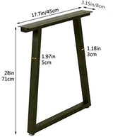 Metal Legs for Table Trapezoid Shape 28" H Tall Metal Table Leg Heavy Duty Metal Desk Legs Industrial Table Legs Set of 2,Black TIEOU