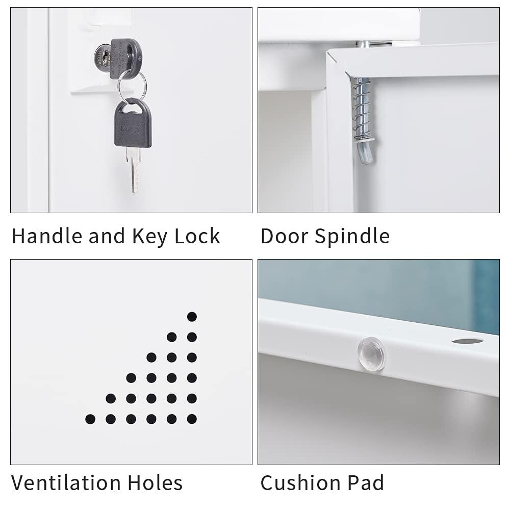 iCHENGGD 3 Door Metal Locker Steel Storage Cabinet, Office Storage Lockers for Employees, Vertical Metal Cabinets for Home,Office,School,Room Storage Organizer (White) iCHENGGD