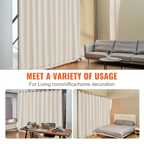 VEVOR Room Divider, Portable Panel Room Divider with Wheels Curtain Divider Stand, Freestanding Room Divider Privacy Screen for Office, Bedroom, Dining Room, Study, Beige VEVOR