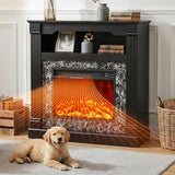 40" H Electric Fireplace with Mantel, 23" 4800 BTU Freestanding Electric Fireplace for Small to Medium Rooms, Heating to 60-99°F, LED Flame, Overheat Protection, Remote Control, Black Wood Grain ViridKnot