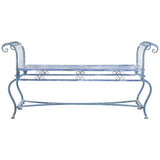 SAFAVIEH Outdoor Collection Brielle Victorian Antique Blue Bench SAFAVIEH