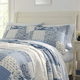 Laura Ashley - Twin Quilt Set, Reversible Cotton Bedding with Matching Sham, Medium-Weight for Year Round Use, Dorm Essentials (Paisley Printed Patchwork Blue) Laura Ashley
