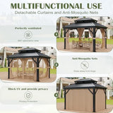Prime Garden 10'x12' Hardtop Gazebo, Galvanized Steel Double Roof Gazebo with Aluminum Frame, Metal Gazebo w/Privacy Curtains and Nets, Outdoor Gazebo for Patio, Lawn, Backyard Prime Garden