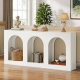 Tribesigns 70.9" White Console Table with Storage, Wood Entryway Entry Table with 3 Arched Shelves for Foyer, Hallway, Living Room, Behind Couch Sofa, Narrow Long Tribesigns