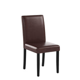 FDW Dining Chairs Set of 4, Dining Room Chairs Kitchen Chairs,Side PU Cushion Chairs with Waterproof Surface and Wood Legs,for Kitchen Restaurant and Living Room,Leather Brown FDW