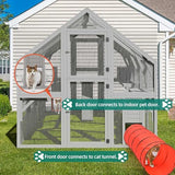 YITAHOME Extra Large Catio Outdoor Cat Enclosure, 110 Inch Outside Cattery with Weatherproof Roof, Scratcher Ramp, Cat Space Capsule Bed, 2 Bridges, 2 Resting Houses, 7 Solutions YITAHOME