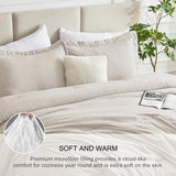 CozyLux King Size Comforter Set - 3 Pieces Beige Soft Luxury Cationic Dyeing Bedding Comforter for All Season, Breathable Lightweight Fluffy Boho Bed Sets with 1 Comforter and 2 Pillow Shams CozyLux