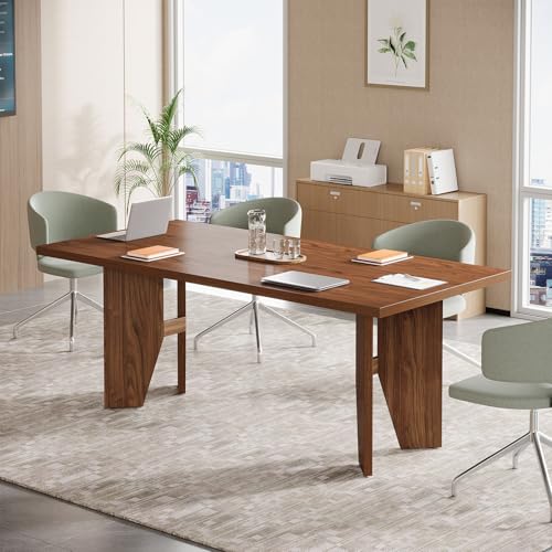 Tribesigns 5.3ft Conference Table for 4-6 People, Rectangular Conference Room Table, Large Wooden Meeting Table for Office, Brown Tribesigns