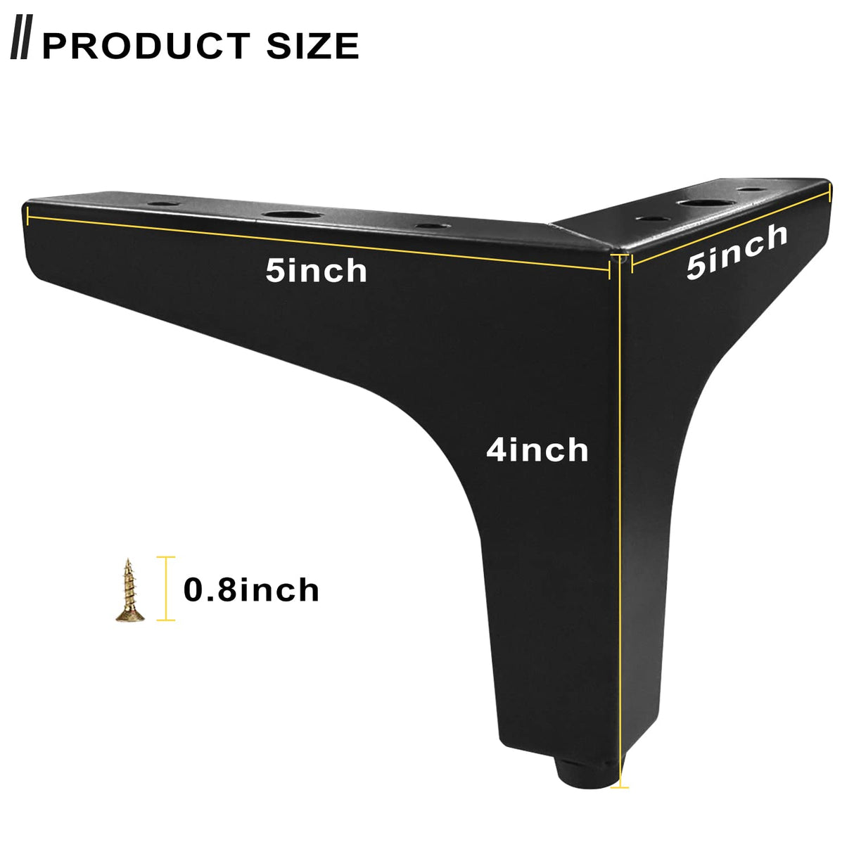 AODIOU Furniture Legs Metal Feet: Cabinet Legs 4 Inch Triangle Feet Replacement Dresser Legs Set of 4 AODIOU