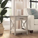 Bush Furniture Key West Small End Table with Storage Modern Farmhouse Accent Shelf for Living Room in Washed Gray Bush Business Furniture