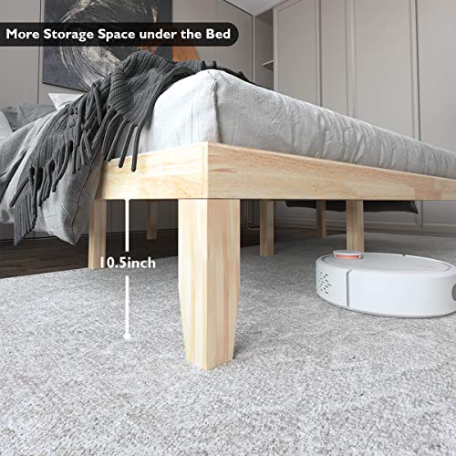 Giantex Solid Rubberwood King Bed Frame with Heavy-Duty Support and Under-Bed Storage - WoodArtSupply