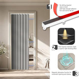Jilron Accordian Door Curtain,Install Adhesive Track 100% Blackout Doorway Curtains,Suitable for Bedroom,Closet,Interior Room Divider,Gray 43" W×78" L,1 Piece Jilron