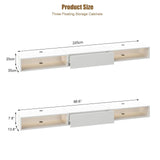 HedoAjim LED Floating TV Stand for 65 70 75 78 88 95+ inch TV, Entertainment Center with Light and Storage Cabinet Media TV Console Shelf for Wall for Living Room Bedroom (White with Led Lights) HedoAjim