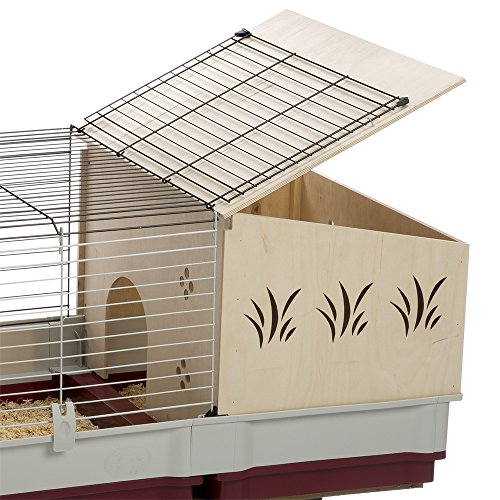 Ferplast Krolik Extra-Large Rabbit Cage w/ Wood Hutch Extension Rabbit Cage Includes All Accessories and Measures 55.9L x 23.62W x 19.68H and Includes ALL Accessories - WoodArtSupply