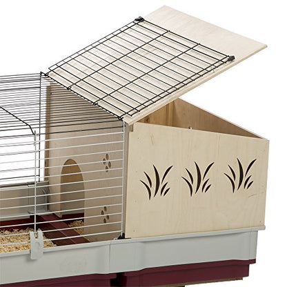 Ferplast Krolik Extra-Large Rabbit Cage w/ Wood Hutch Extension Rabbit Cage Includes All Accessories and Measures 55.9L x 23.62W x 19.68H and Includes ALL Accessories - WoodArtSupply