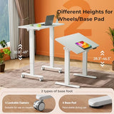 Liftsync 35inch Glass Standing Desk，90° Tiltable Mobile Rising Desk Height Adjustable，Whole Piece Rolling Drafting/DrawingTable with Wheels，Foldable Small Laptop Art Desk，White Liftsync