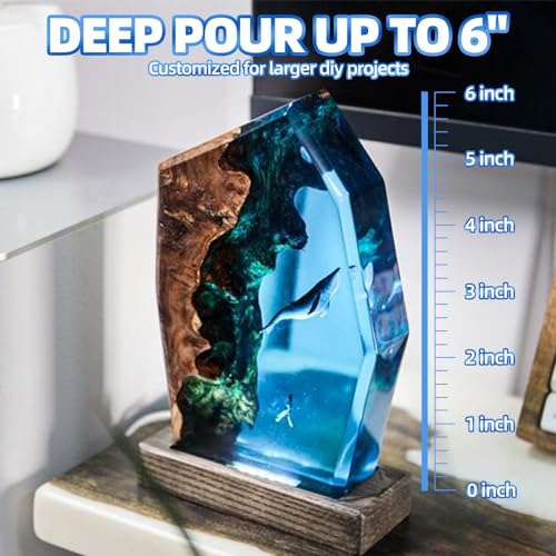 Shabebe Deep Pour Epoxy Resin 1.5 Gallon [2024 Upgrade], Up to 6" Pour Depths Epoxy Resin, Bubble Free & Super-Gloss Flow Casting Resin, UV Resistant Epoxy for Wood Table, River Table, Countertops Shabebe