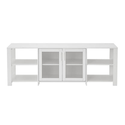 Panana 2 Doors TV Stand Television Stands Cabinet 4 Open Cubby Storage for Living Room for TVs up to 70 Inches (White)