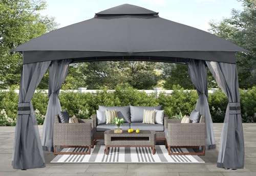 ABCCANOPY 10x10 Outdoor Gazebo - Patio Gazebo with Mosquito Netting, Outdoor Canopies for Shade and Rain for Lawn, Garden, Backyard & Deck (Dark Gray)