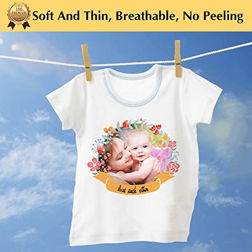 TransOurDream Upgraded Iron on Heat Transfer Paper for T Shirts (8.5x11'', 15 Sheets) Iron-on Transfers Paper for Light Fabric Printable Heat Transfer Vinyl for Inkjet Printer (TOD-4-15) TransOurDream
