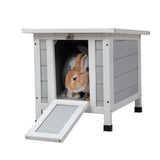 SANDINRAYLI Outdoor Cat House, Outside Rabbit Hutch Weatherproof, Small Bunny Hutch for 2 Rabbits, Wooden Cat Shelter for Duck, Chicken, Insulated Cat Houses and Hideouts for Feral Cat, Grey Sandinrayli