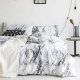 Wake In Cloud - Marble Comforter Set, Neutral Modern Aesthetic for Men Women, Soft Lightweight Bedding, 3 Pieces, Black White, California King Size Wake In Cloud