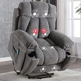 CANMOV Large Power Lift Recliner Chairs with Massage and Heat for Elderly Big People, Heavy Duty Motion Reclining Mechanism-Anti Skid Fabric Recliner Chair with 2 Concealed Cup Holders,Dark Gray CANMOV