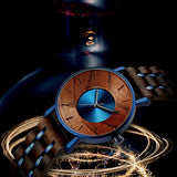 WASTIME Wooden Watch for Men Women, Stylish Chronograph Military Casual Calendar Wood Watches (B-Blue) WASTIME