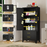 GAIOUS Steel Pantry Cabinet, 71" Metal Storage Cabinets with 2 Doors, 2 Adjustable Shelf and 2 Drawers, Freestanding Storage Cabinet for Bedroom, Kitchen, Home Office (Black) GAIOUS