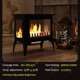 HOMCOM 24" Electric Fireplace Stove, Freestanding Infrared Fire Place Heater with Realistic Logs Flame, Adjustable Temperature, Overheat Protection, 1000W/1500W, Black HOMCOM