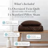 Southshore Fine Living, Inc. Twin XL Bedspread Quilt Set, Dorm Room Bedding Essentials, Stain Resistant, Machine Washable Bed Spread, XL/Twin Brown Comforter Set w/Pillow Sham, Chocolate Brown Southshore Fine Living, Inc.