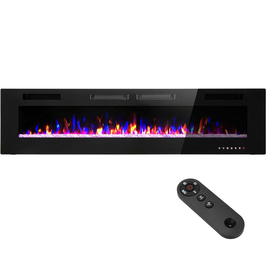 Sophia & William Electric Fireplace 72 Inch Wall Mounted & Recessed, Ultrathin 3.86" Electric Heater with Remote Control Touch Screen Noiseless, Fit for 2 x 4 & 2 x 6 Stud, Flame Color Adjustable