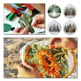 4 Pack Embroidery Kit for Adult - 15x15cm Pre-Stamped Tree Pattern Cross Stitch Kit with 5.91 Inch Bamboo Hoop, Floss, Needles - DIY Craft Kit for Home Decoration & Gift Giving