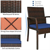 Tangkula 7 Pieces Patio Dining Set, Acacia Wood Wicker Dining Furniture Set with Sturdy Steel Frame & Umbrella Hole, Outdoor Dining Table Chair Set with Removable Cushions for Backyard, Garden Tangkula