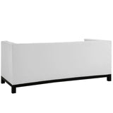 Modway Imperial Modern Bonded Leather Upholstery Sofa with Bolster Pillows in White Modway