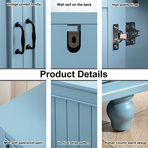 Scurrty Buffet & Bar Cabinet with Storage, 62'' Coffee Bar Cabinet, Sideboard Storage Cabinet for Dinning Room, Kitchen & Living Room (4 Doors, Blue) Scurrty