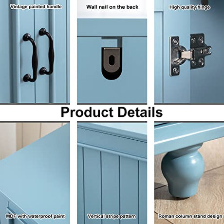Scurrty Buffet & Bar Cabinet with Storage, 62'' Coffee Bar Cabinet, Sideboard Storage Cabinet for Dinning Room, Kitchen & Living Room (4 Doors, Blue) Scurrty