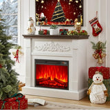 Electric Fireplace with Mantel, Farmhouse Electric Fireplaces TV Stand, Fireplace Entertainment Center with Heater and Realistic Stacked Stone Surround for Living Room, Bedroom HDDDZSW