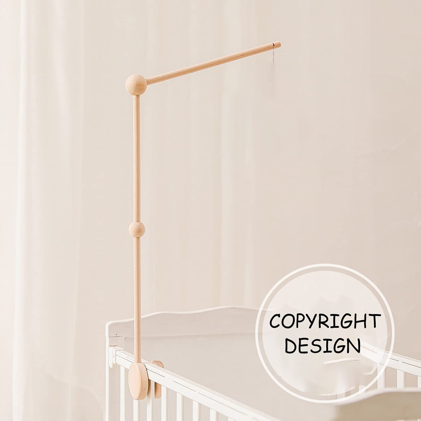 Baby Crib Mobile Arm,HBM Wooden Mobile Arm for Crib Mobile Hanger for Crib Baby Girl Nursery Decor