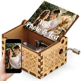 Personalized Music Box Custom Gift with Your Photo Text Wooden Hand Crank Music Box for Father's Day Mother's Day Valentine's Day Wedding Anniversary Boneker