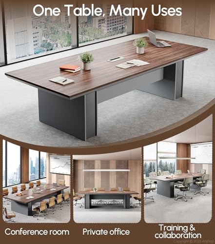 8FT Conference Table, Large Rectangular Seminar Meeting Table with Rectangle Grommet, 1.65" Thickened DeskTop, Sturdy Straight Legs & Refined Edge Banding for Office Meeting (94.5"L * 43.3"W * 29.5"H) Anzhap