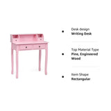 Giantex Writing Desk with 4 Drawers, Removable Floating Organizer 2-Tier Mission Home Computer Vanity Desk for Apartment Small Space (Pink) Giantex
