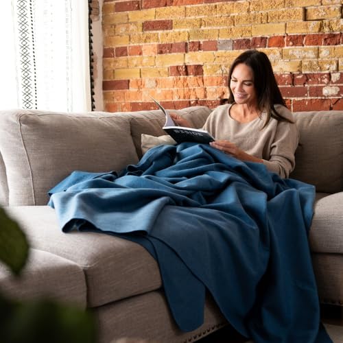 Arcturus Bighorn 100% Virgin Wool Blanket | Heirloom-Quality Wool Bedding for Home & Cabin | Warm, Thick & Durable (Twin Size, Steel Blue) Arcturus