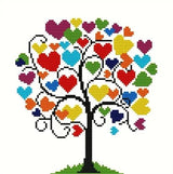 HKLIOPU Stamped Cross Stitch Kits - Love Tree Embroidery Starter Kit for Adult Beginners, 11CT Needlepoint Cross-Stitch Patterns Dimensions Kit Arts and Crafts 13.8X 13.8 inch