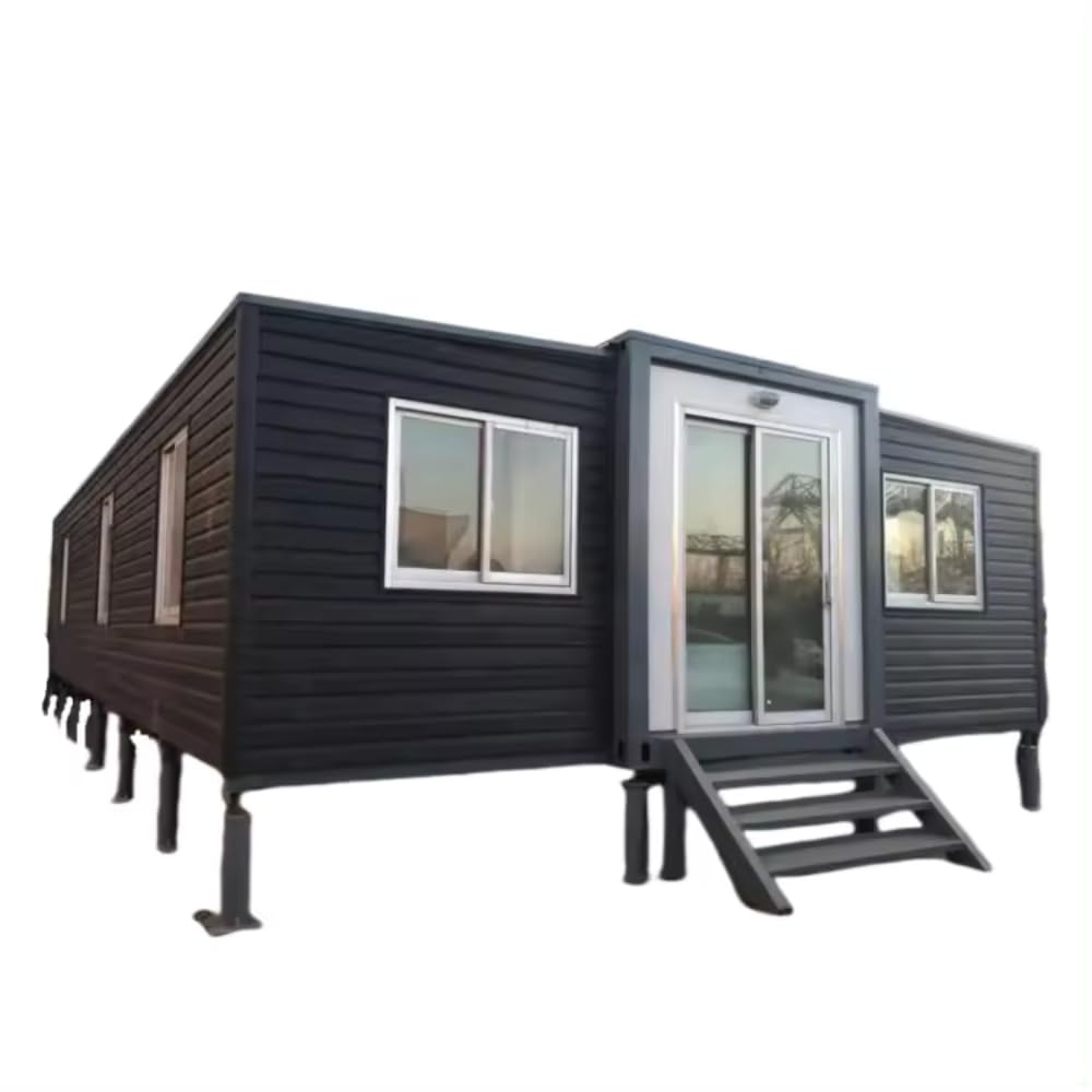 30FT Tiny House to Live in,Portable Prefab House with 2 Bedroom,1 Full Equiped Bathroom and Kitchen,Prefabricated Container House for Adults Living,Foldable Mobile Home with Steel Frame - WoodArtSupply