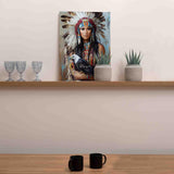 Native American Woman Portrait Paint By Number Kit For Adult Traditional Headdress Eagle Feathers Paint By Numbers,Animal Bird On Canvas For Home Wall Decor Ideal Gift Choice 16" X 20" (No Framed) Tucocoo