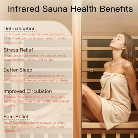 INFRADELUX Infrared Home Sauna for 2-Person, Low-EMF 1760W Heaters & Chromotherapy LED Lights, Premium Wood Indoor Spa Room,51.18 x 35.43 x 74.8 Inch INFRADELUX