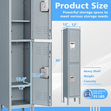 Letaya Storage Locker with Lock Door,Metal Storage Cabinet 4 Tier with Hook for Employees, School,Gym, Home,Office(2 Door-Gray) Letaya