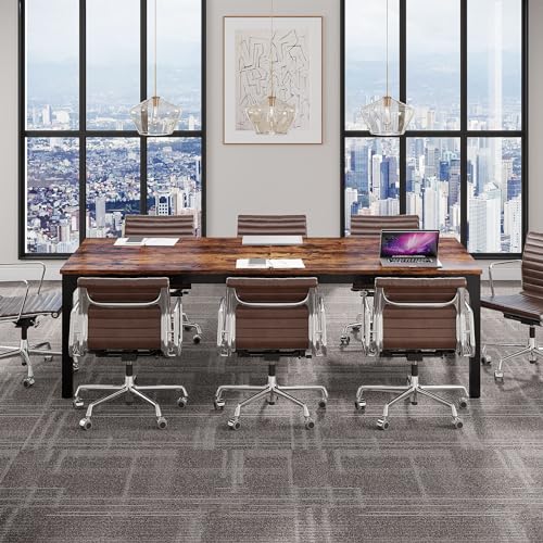 Tribesigns 6.5 FT Conference Room Table, 78.74" W x 27.56" D Large Office Conference Table, Modern Seminar Meeting Table for Boardroom. (Only Table) (Rustic Brown) - WoodArtSupply