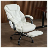 amseatec Office Chair, Big and Tall Office Chair with Foot Rest Ergonomic Chair Home Office Desk Chairs Reclining High Back Leather Chair with Lumbar Support(White) amseatec